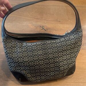 Coach Black and Gray Signature Shoulder Bag
